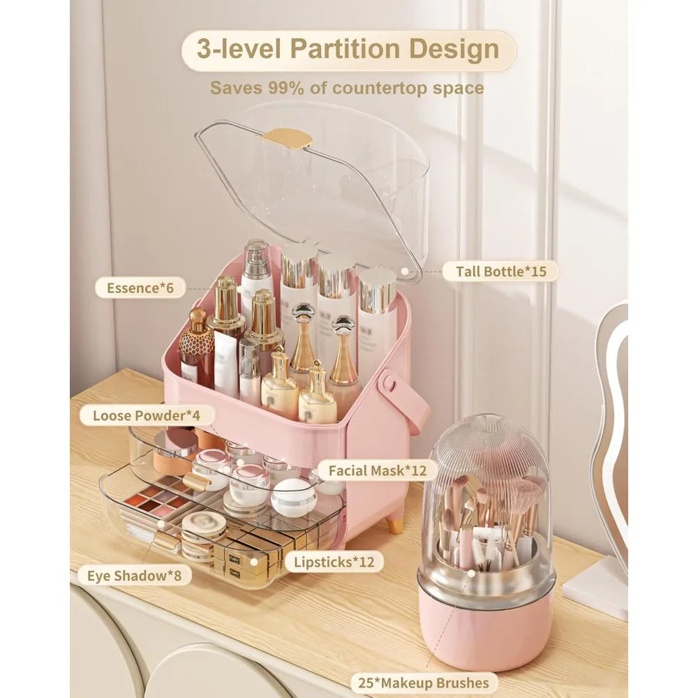 Makeup Storage Box With Brush Holder