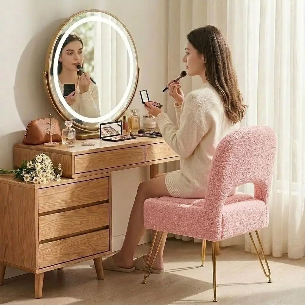 Vanity Chair with Storage & Cushioned Seat