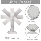 Rounded Double Sided Standing Makeup Mirror With LED Light & Magnification [1X/7X]