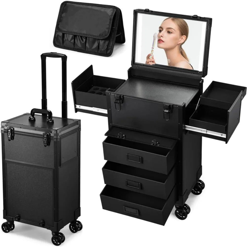 Rolling Makeup Case With LED Mirror