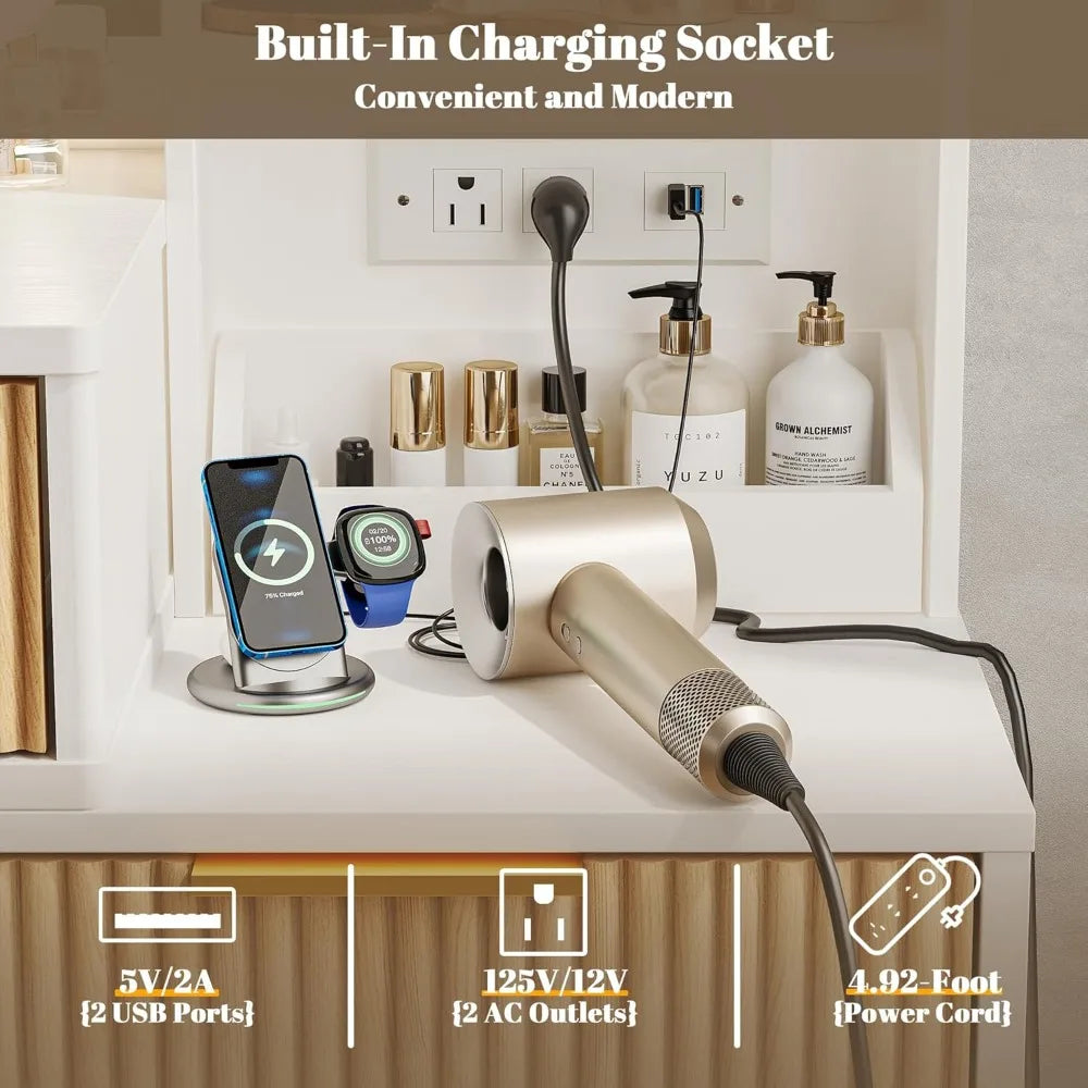 Classic Vanity Desk with Mirror