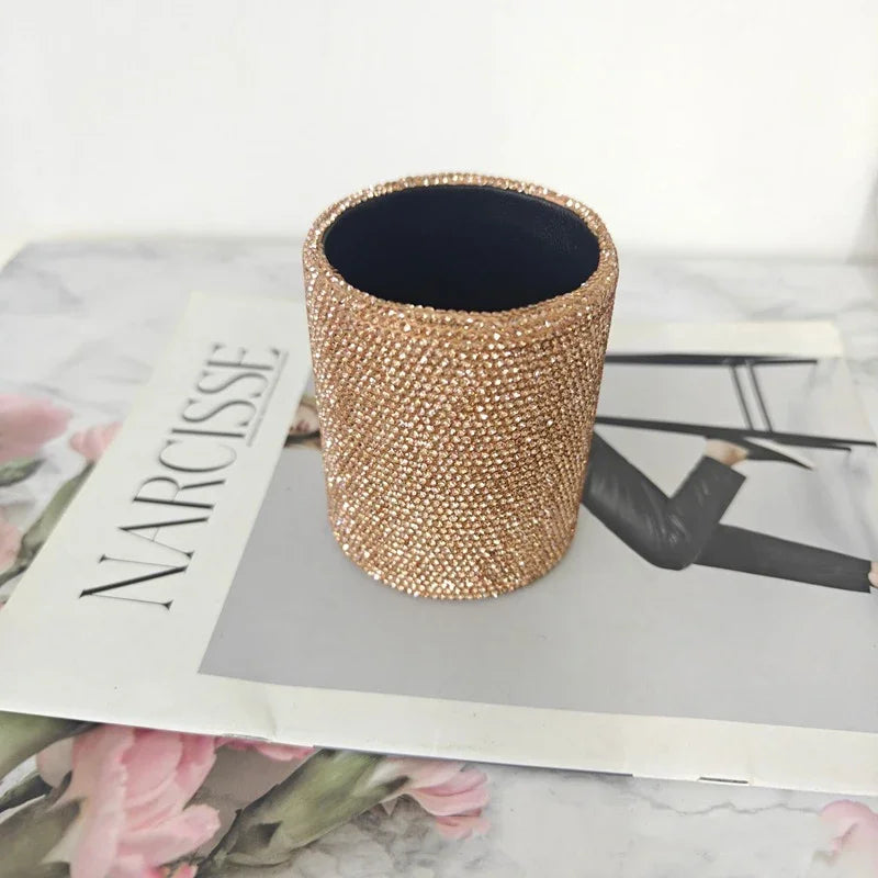 Rhinestone Makeup Brushes With Organizer Bucket