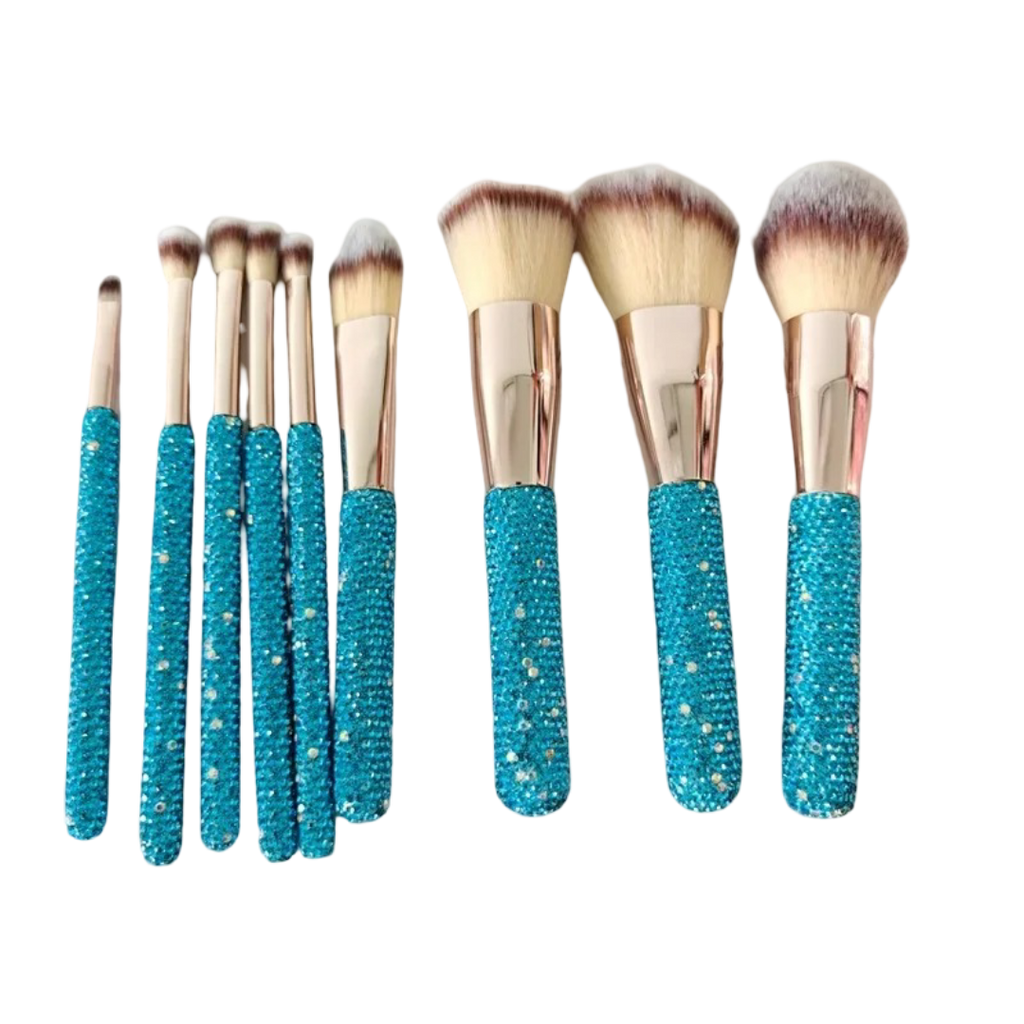 Rhinestone Makeup Brushes With Organizer Bucket