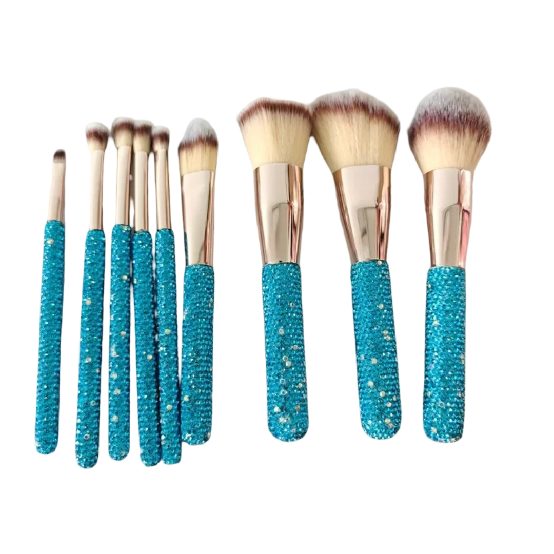 Rhinestone Makeup Brushes With Organizer Bucket