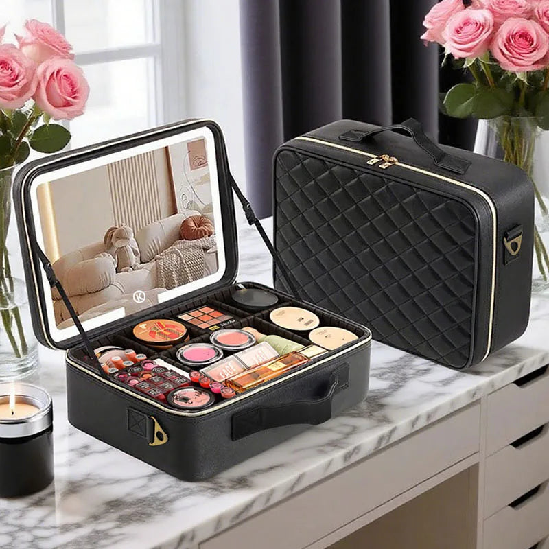 Makeup & Cosmetic Travel Box With LED Mirror [Small]