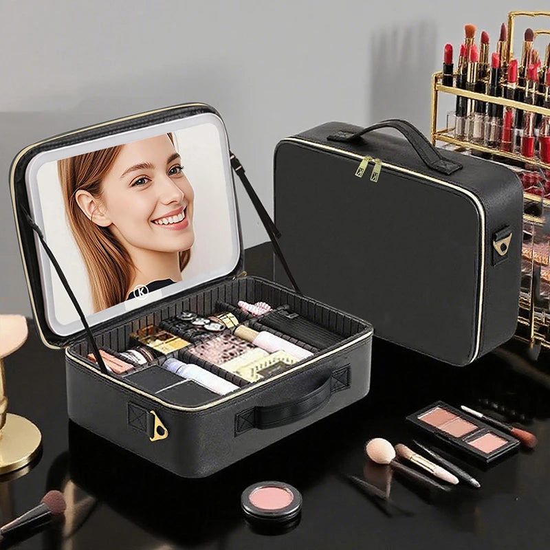 Travel Makeup Bag with Vanity Mirror [Large]