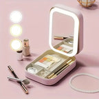Portable Makeup Jewelry Storage Box with LED Mirror