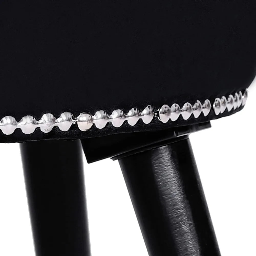 Black Vanity Chair With Round Padded Velvet Seat