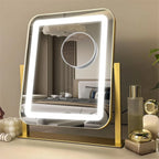 LED Makeup Mirror With Gold Frame - 15x13 Inches