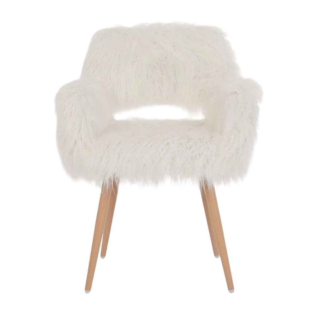 Faux Fur Vanity Chair - White