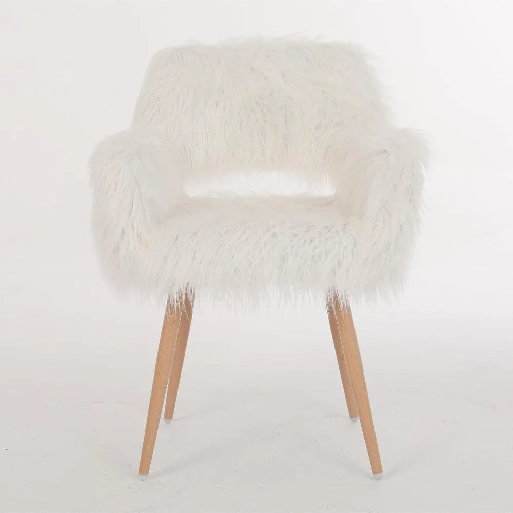 Faux Fur Vanity Chair - White