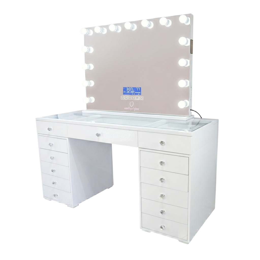 Glam & Glow – Smart Vanity Set Glossy White Edition— 13 Drawers