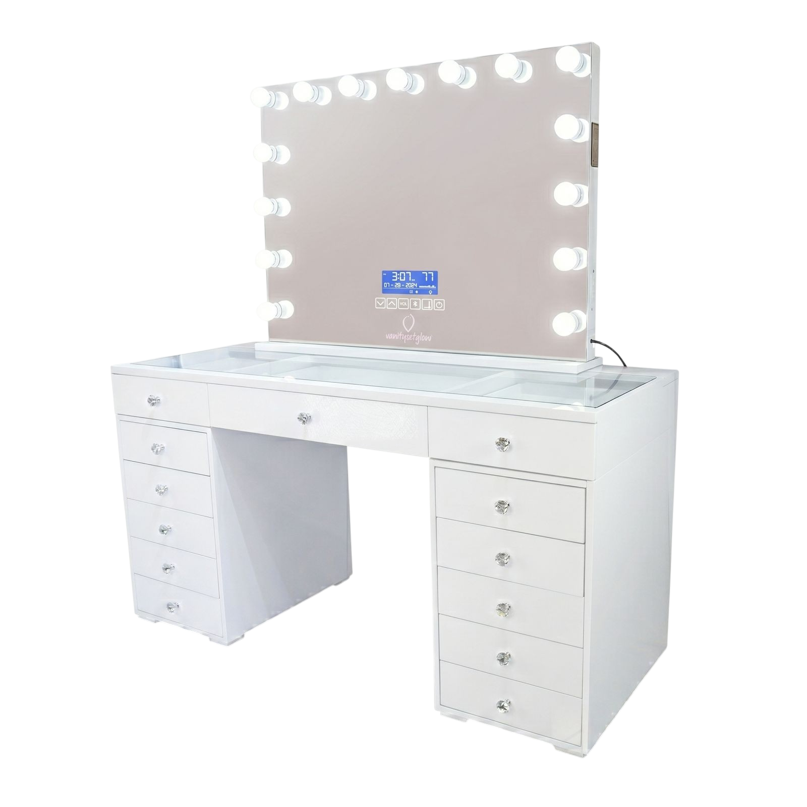 Glam & Glow – Smart Vanity Set Glossy White Edition— 13 Drawers