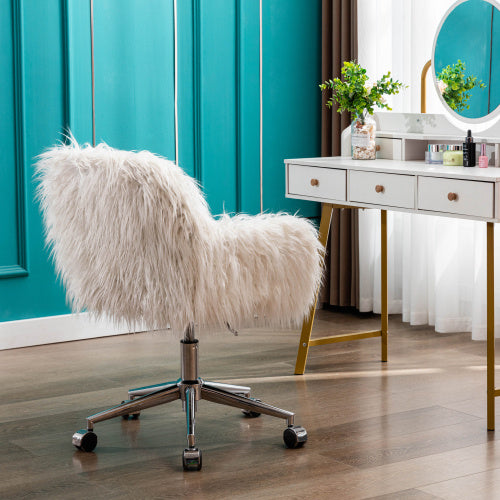 Modern Faux Fur Makeup Dressing Chair