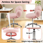 Armless Vanity Desk Chair with Teddy Fabric & Wheel