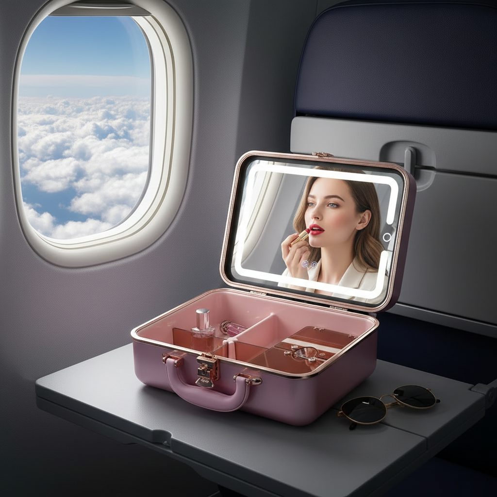 Portable Makeup Case With LED Mirror