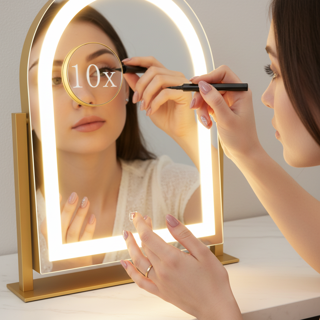 LED Vanity Mirror With Detachable 10X Magnification - 15.2 Inches