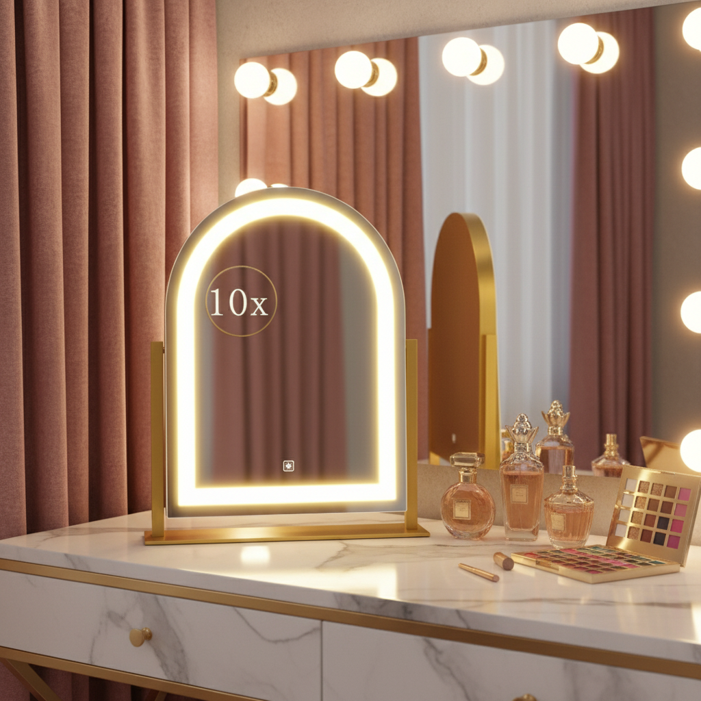 LED Vanity Mirror With Detachable 10X Magnification - 15.2 Inches