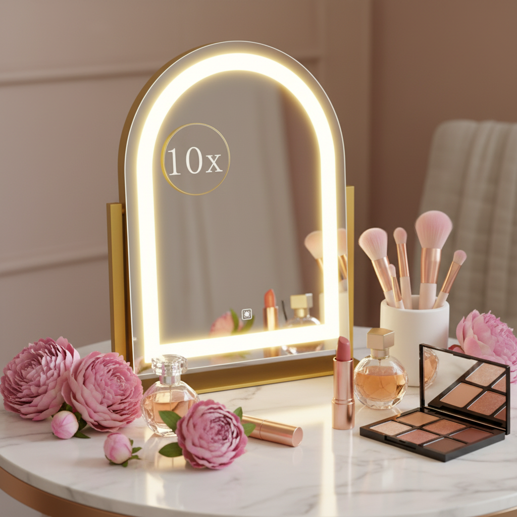 LED Vanity Mirror With Detachable 10X Magnification - 15.2 Inches