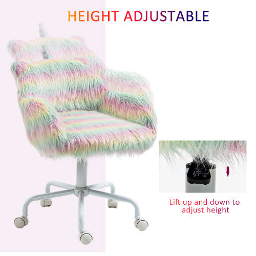 Fluffy Desk Chair With Armrests & Swivel Wheels