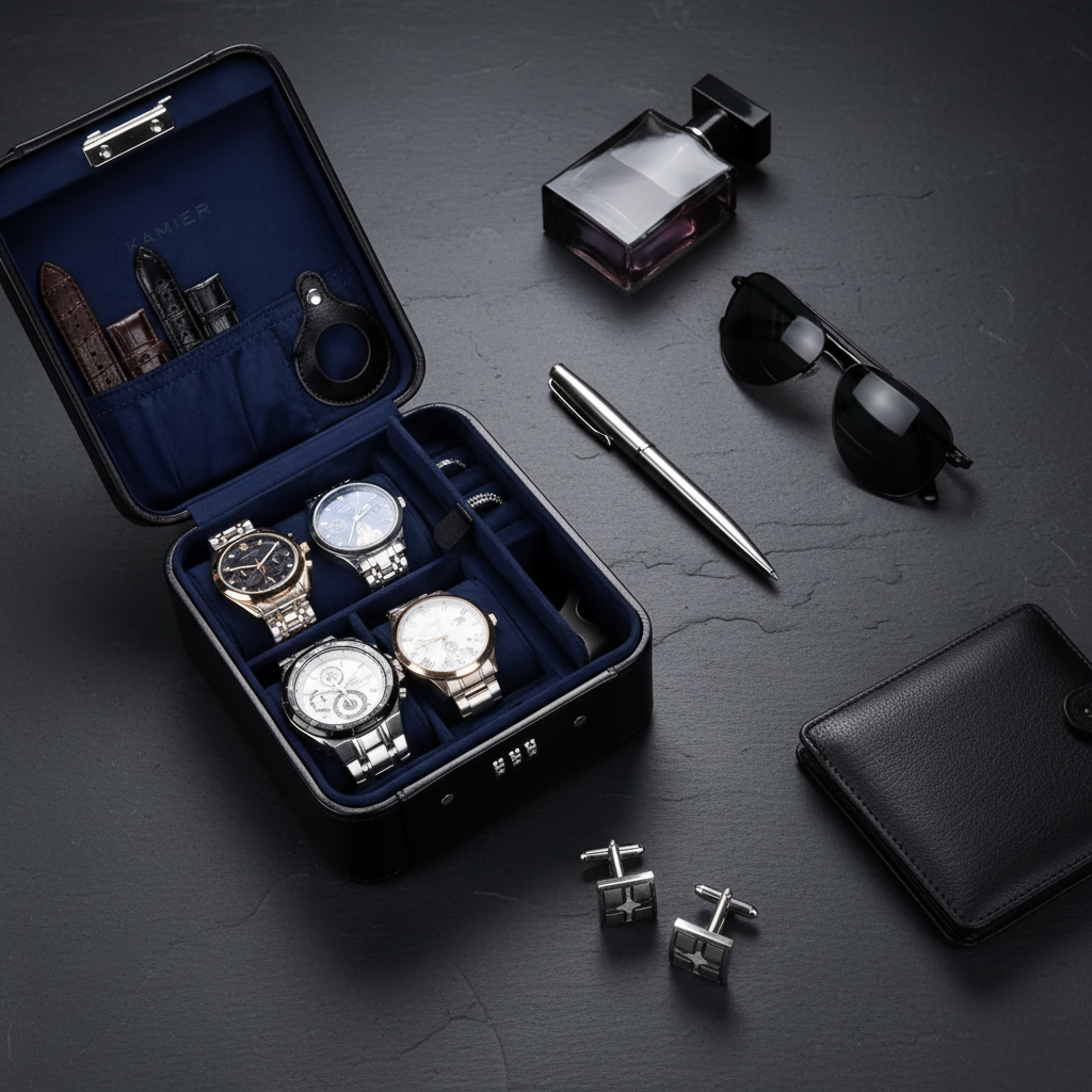 Watch Case & Jewelry Organizer with Combination Lock