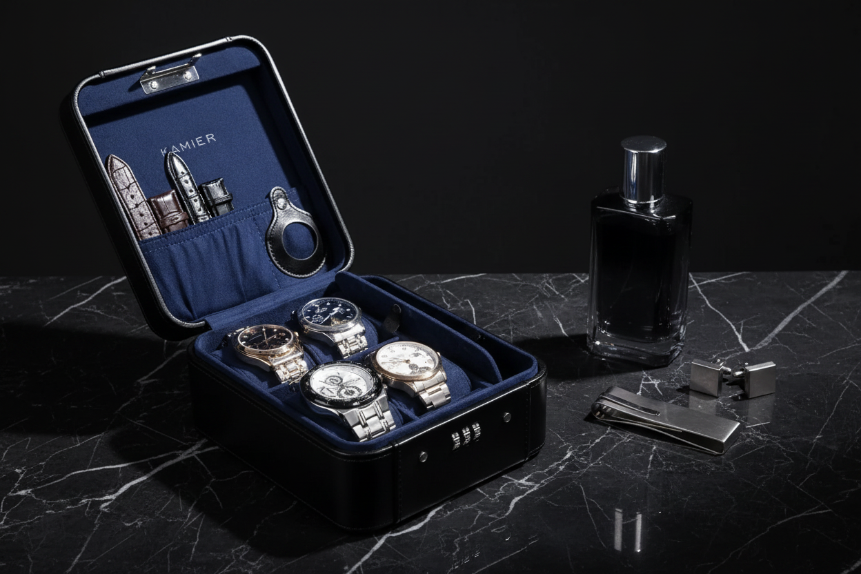 Watch Case & Jewelry Organizer with Combination Lock