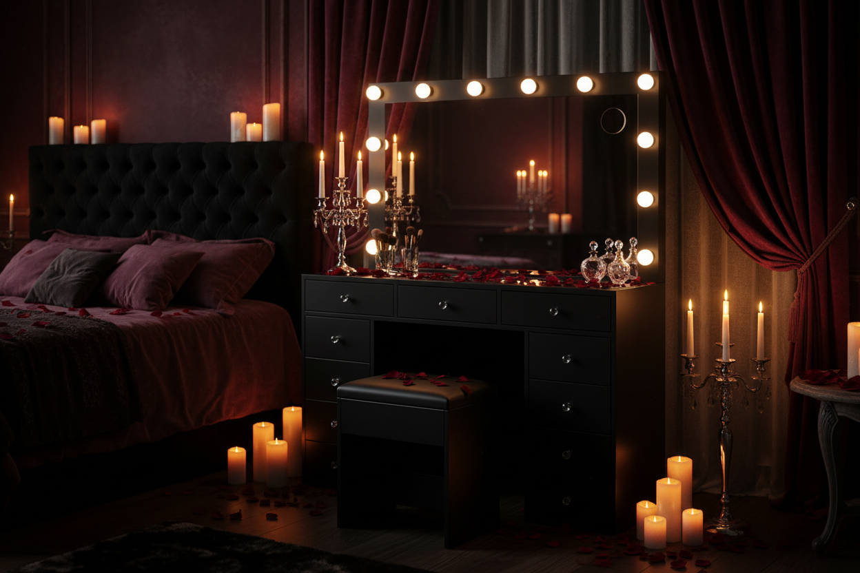 11 Drawers Vanity Set - Black