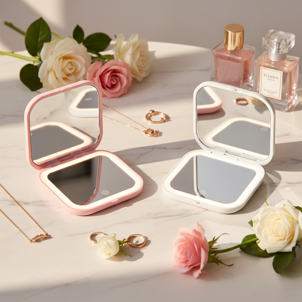 Double Sided Compact Makeup Mirror With Magnification