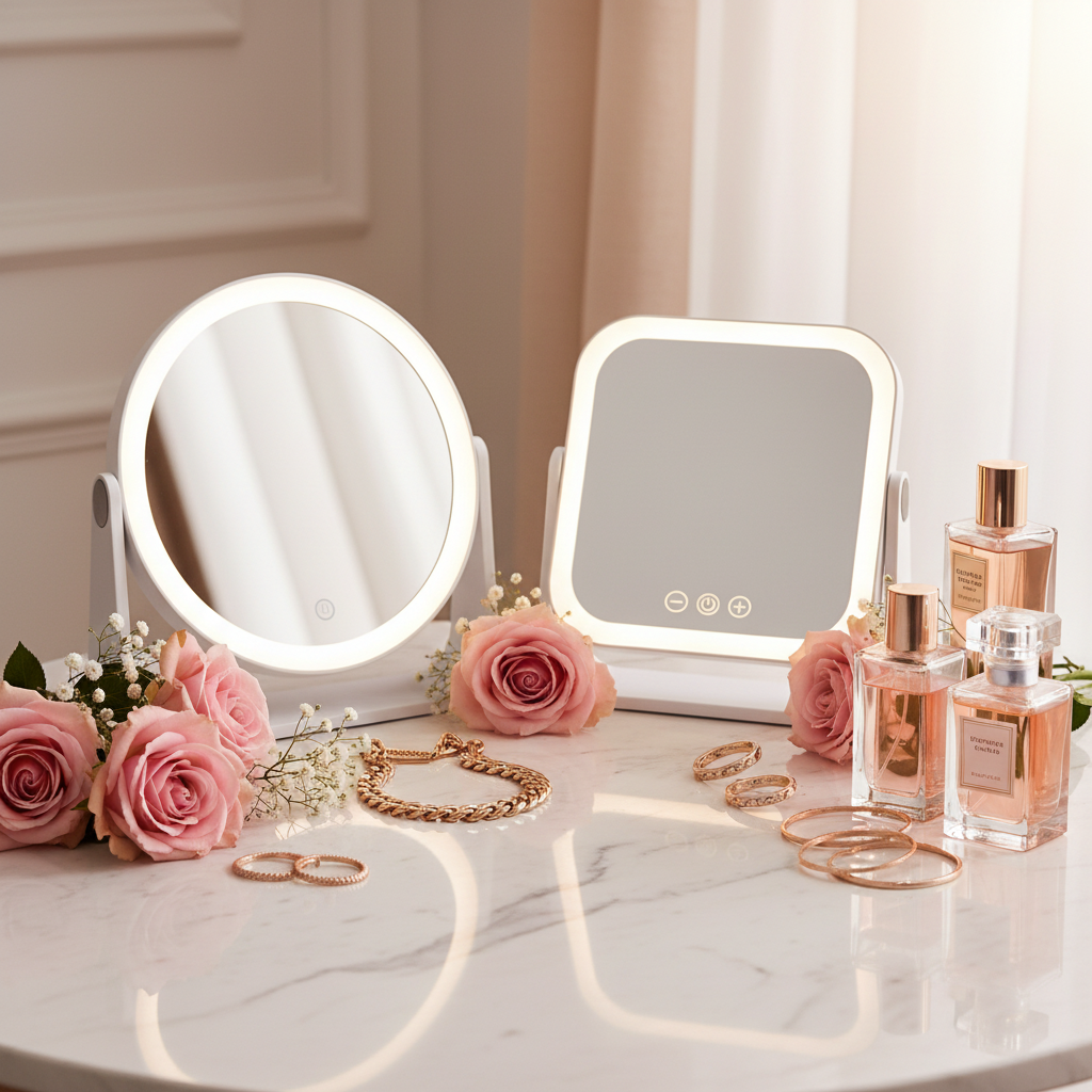 Double-Sided LED Makeup Mirror With 3X Magnifier