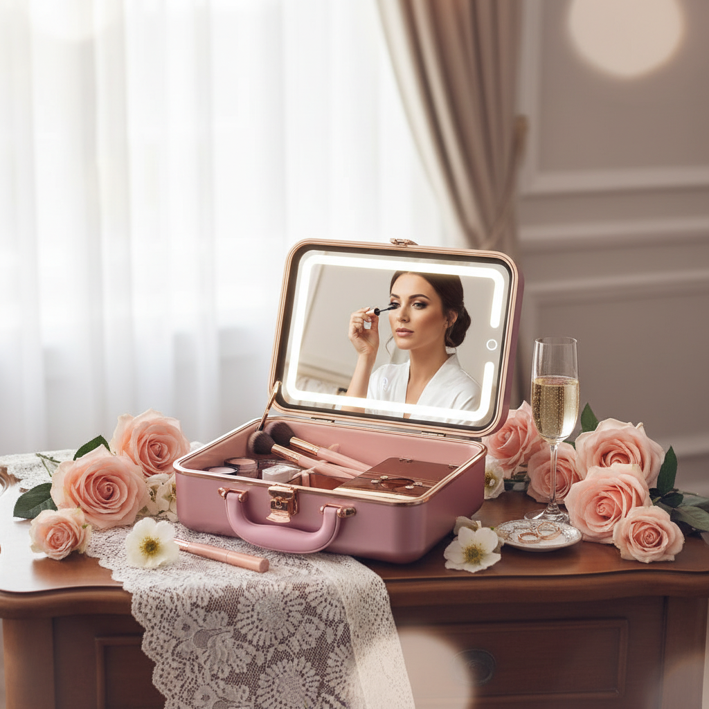 Portable Makeup Case With LED Mirror