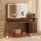 Vanity Set With Magnifying Mirror - Brown
