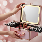 Makeup Case With A Detachable LED Mirror - Gradient Pink
