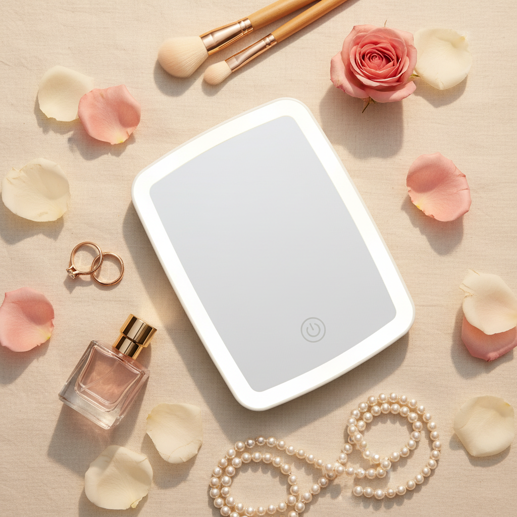 Compact Tabletop LED Makeup Mirror