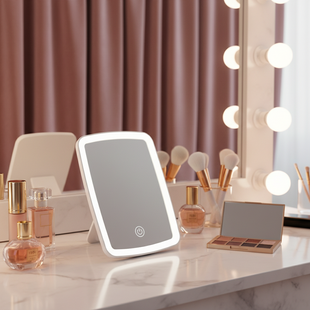 Compact Tabletop LED Makeup Mirror