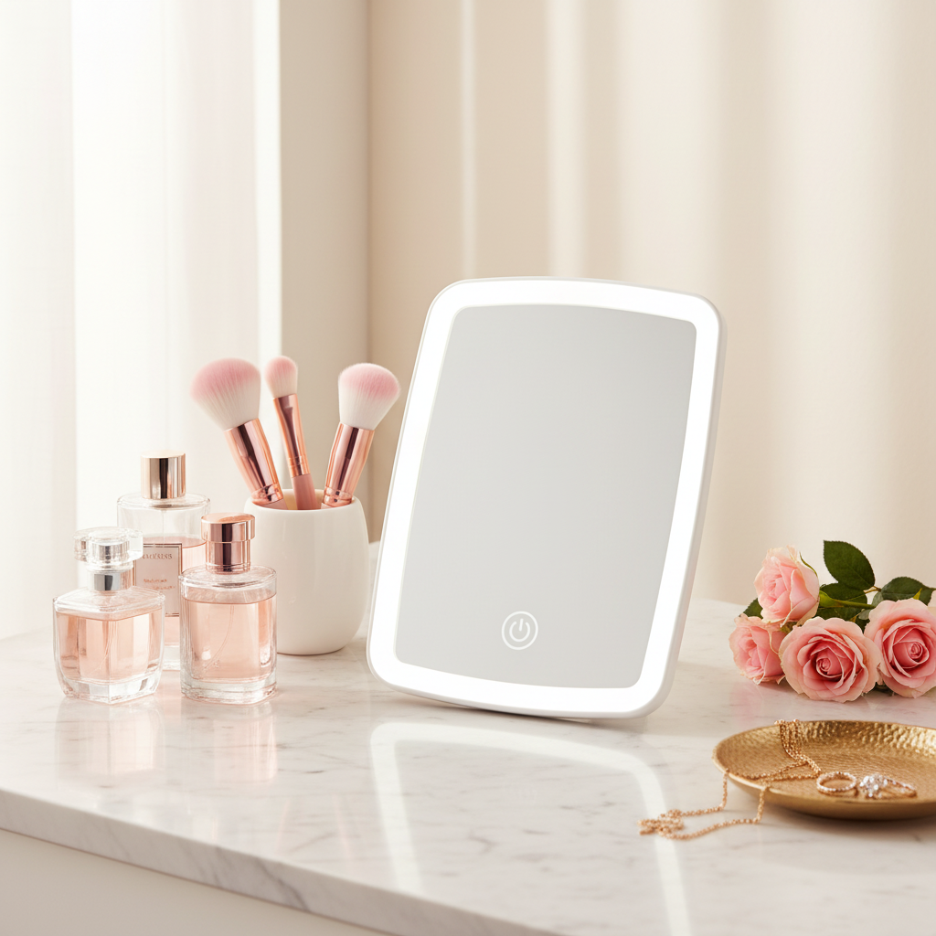 Compact Tabletop LED Makeup Mirror