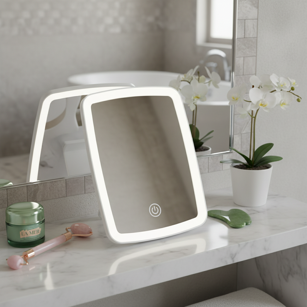 Compact Tabletop LED Makeup Mirror