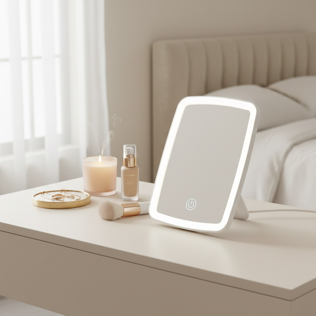 Compact Tabletop LED Makeup Mirror
