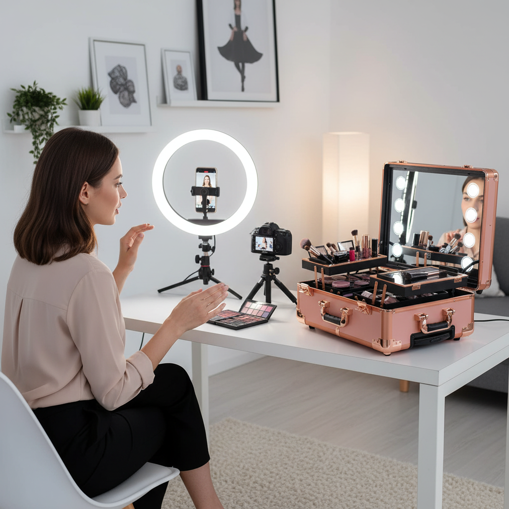 3 Tiers Rolling Makeup Train Case