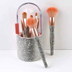Light Luxury Diamond-Embedded Makeup Brush Set With Holder