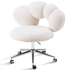Armless Vanity Desk Chair with Teddy Fabric & Wheel