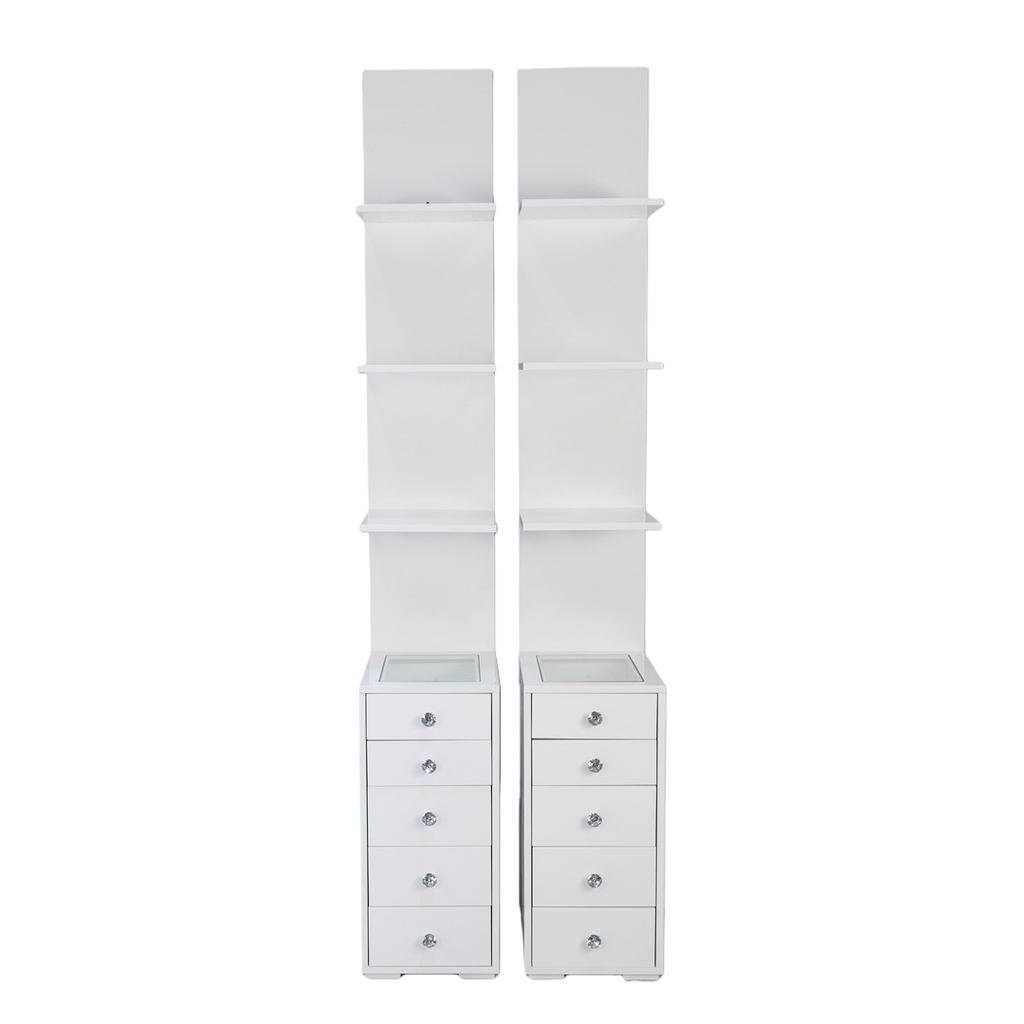 Glam & Glow Display Shelves With Drawers