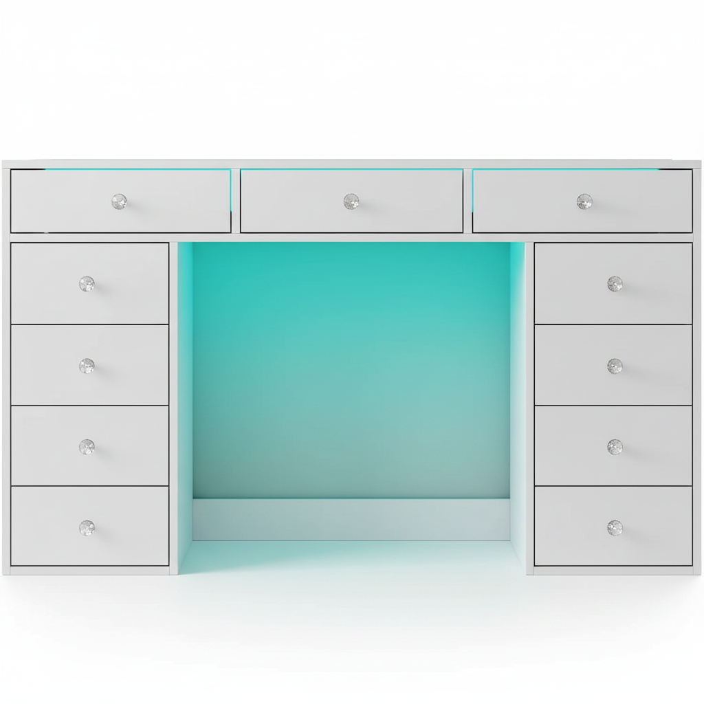 11 Drawers Vanity Set - White