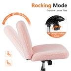 Armless Swivel Vanity Chair With Adjustable Wide Seat