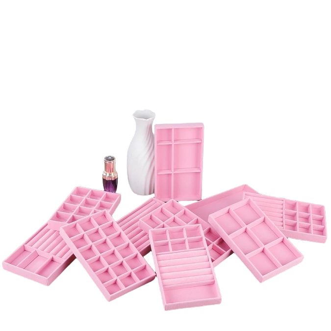 Luxury Velvet Drawer Organizer Tray [Pink]