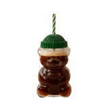 Luxury Bear-Shaped Glass Tumbler With Straw & Lid