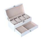 Pure Leather Double Layer Multi Purpose Jewelry & Watch Storage Box