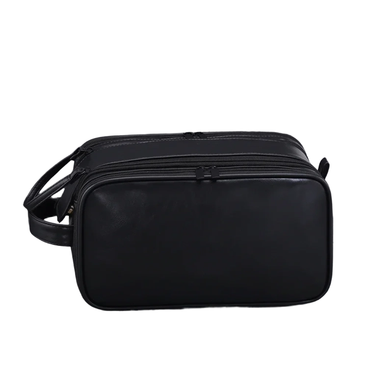 Large Multi Pocket Pure Leather Makeup Pouch