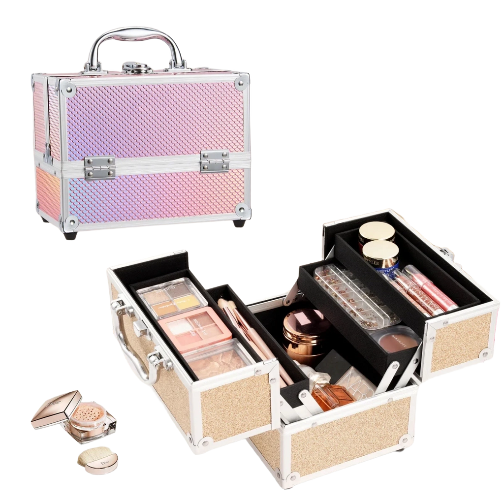 Portable Alloy Cosmetics Makeup Case [4 trays]