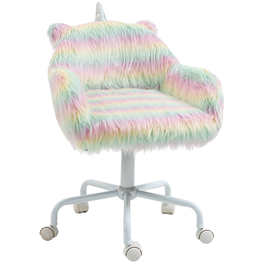 Fluffy Desk Chair With Armrests & Swivel Wheels