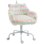 Fluffy Desk Chair With Armrests & Swivel Wheels